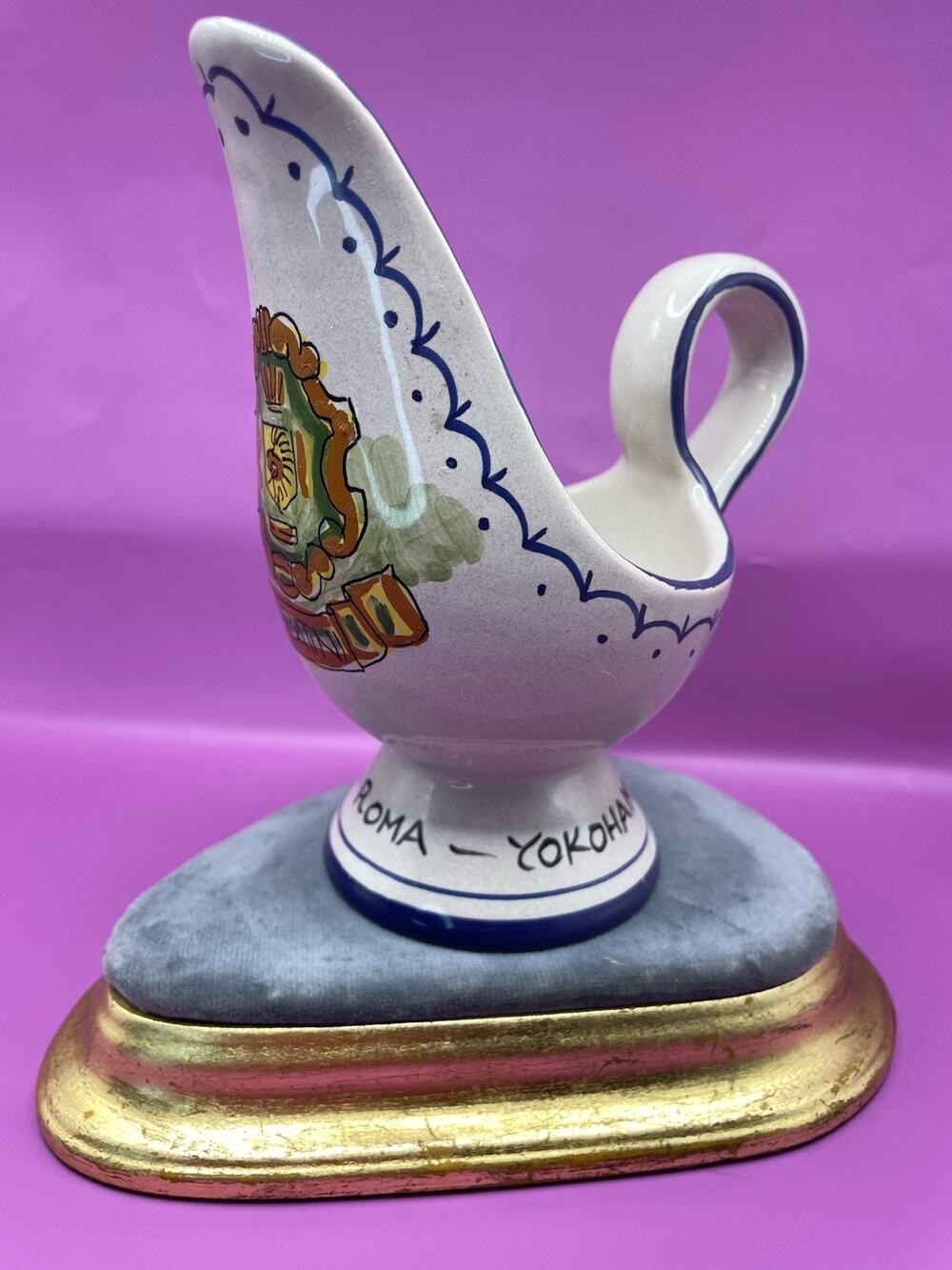 VTG Hand Painted Made In Italy “Sabatini” Lamp Candle Holder Signed